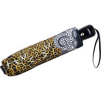 Парасолька жіноча складана Doppler повний автомат Антивітер 746165 сатин Leopardo, фото 3