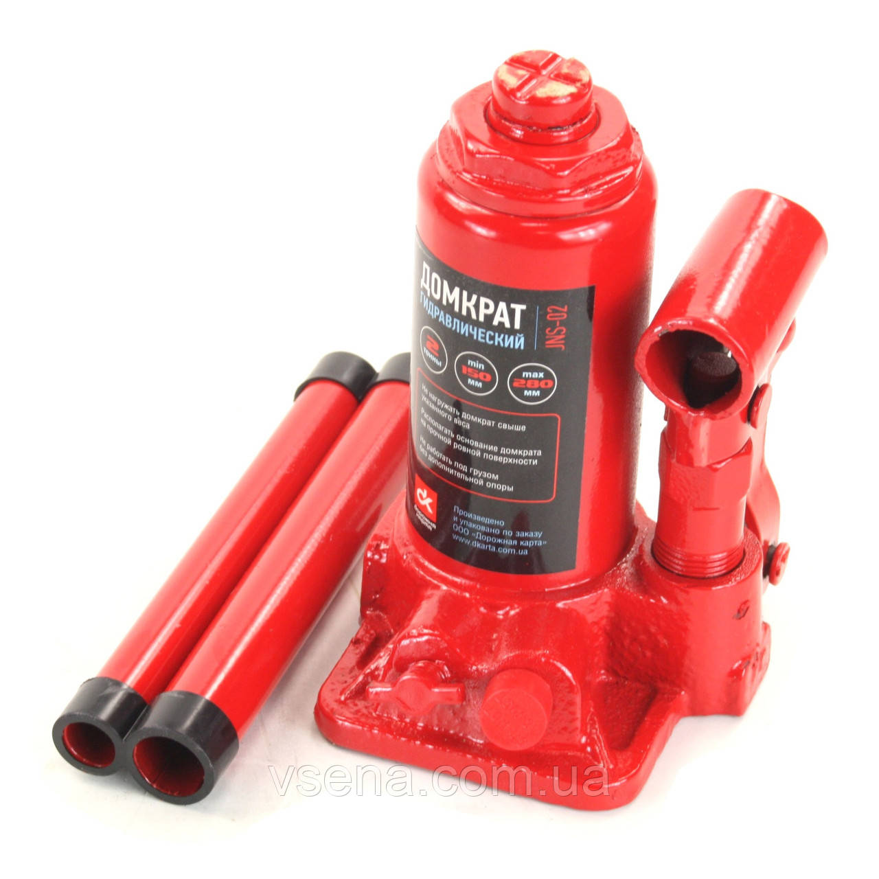 Домкрат гідравлічний 2Т (бутилочний, червоний, H=150/280) (ДК)