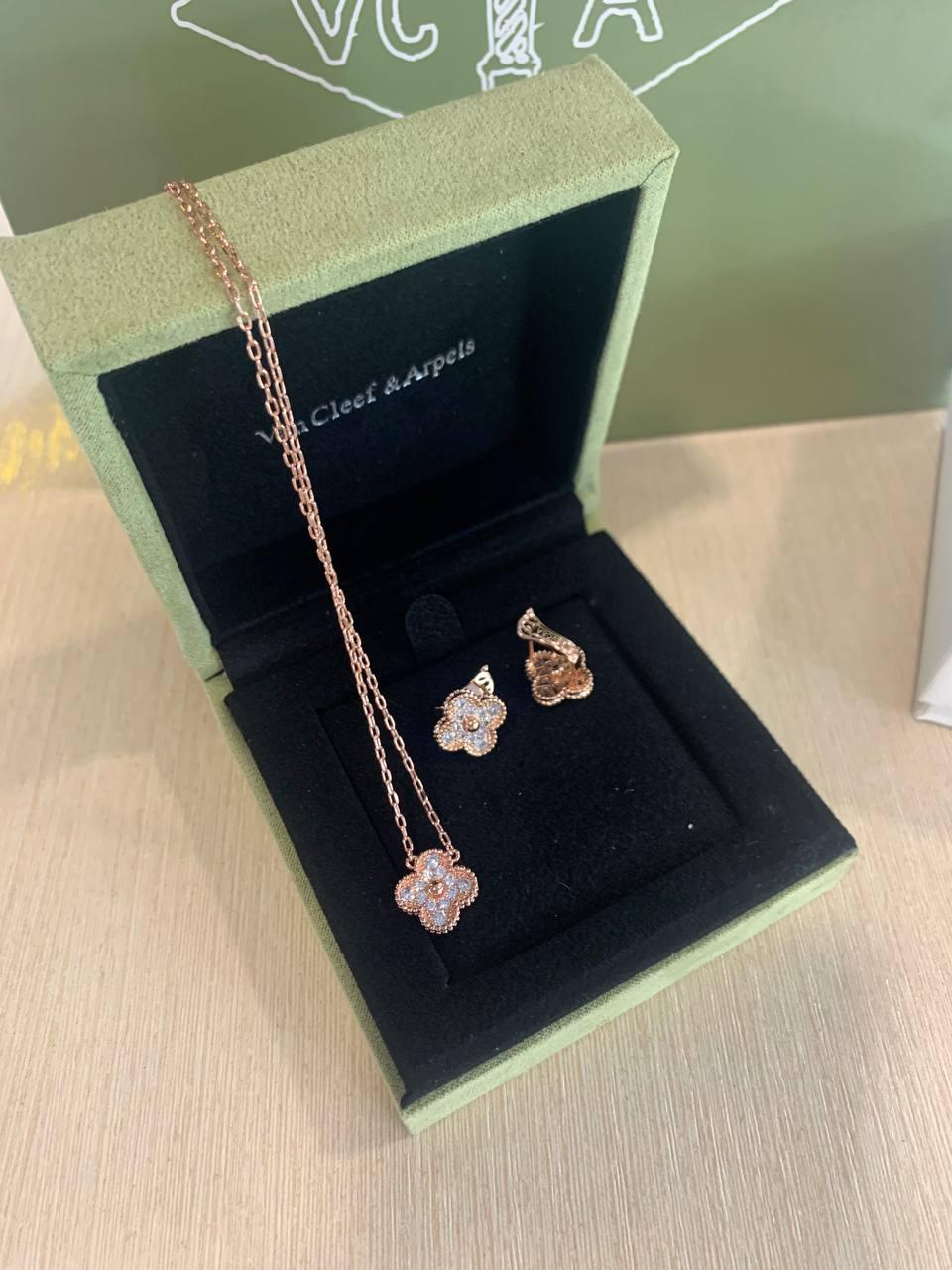 Ван Кліф підвіска та сережки / Van Cleef комплект "конюшина" в позолоті