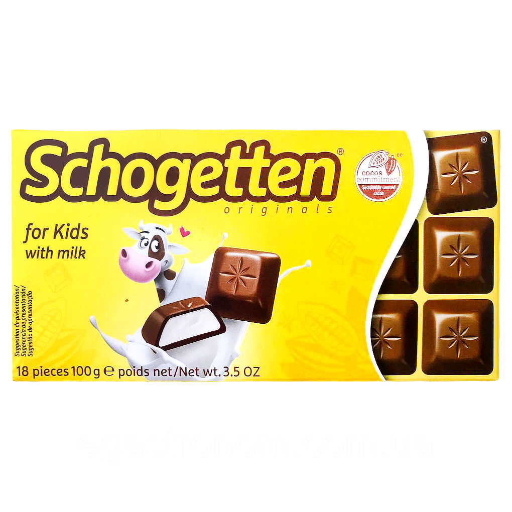 Шоколад Шогеттен для дітей Schogetten for kids 100g 15шт/ящ (Код: 00-00003830)