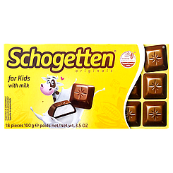 Шоколад Шогеттен для дітей Schogetten for kids 100g 15шт/ящ (Код: 00-00003830)