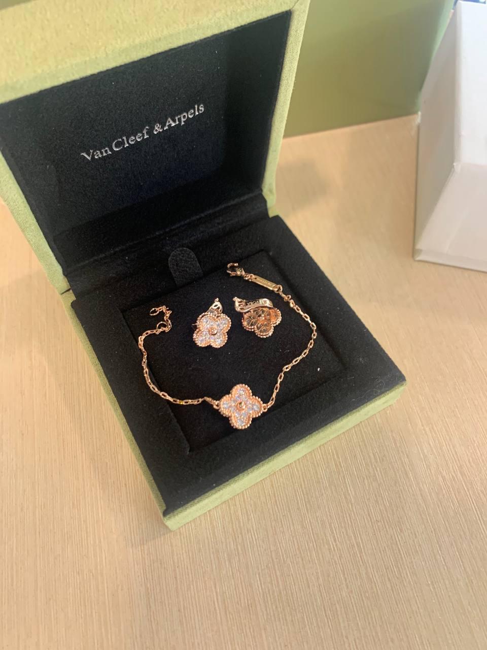Ван Кліф браслет і сережки / Van Cleef конюшина в позолоті