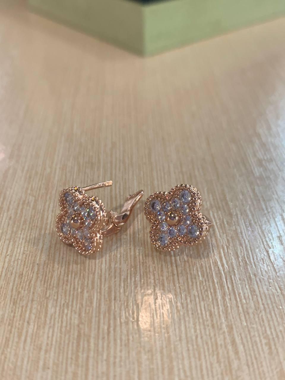 Ван Кліф сережки / Van Cleef сережки в рожевому золоті
