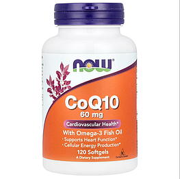 CoQ10 Omega-3 Fish Oil 60 мг Now Foods 120 капсул