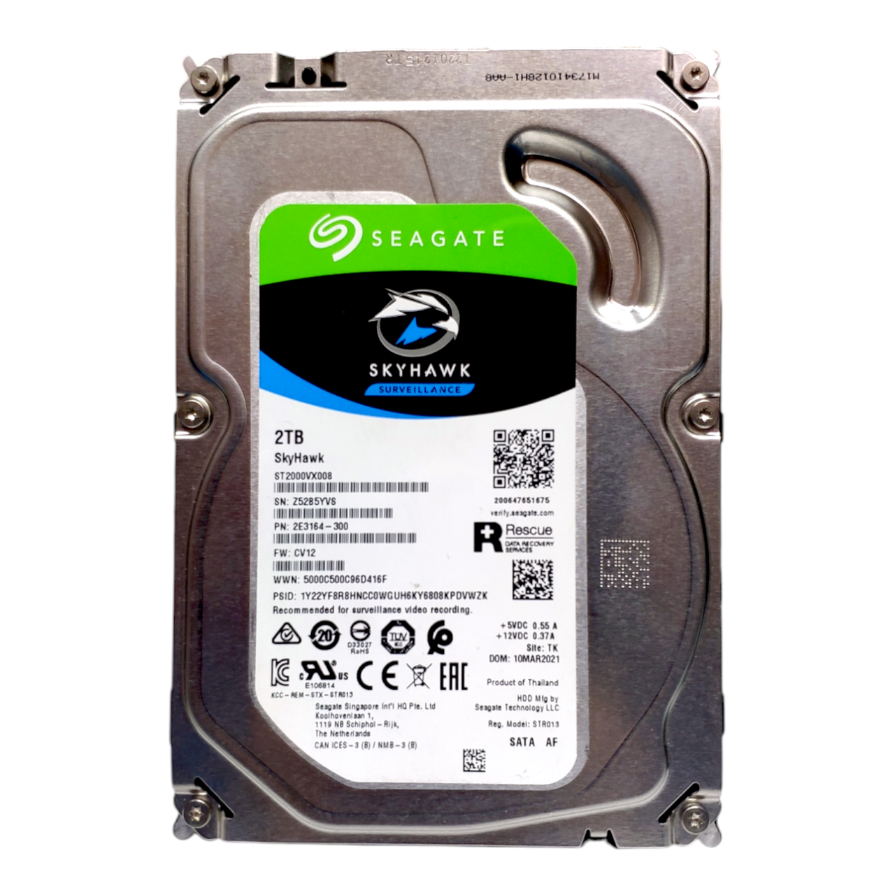 Жорсткий диск HDD 2TB 5900rpm 64MB 3.5 SATA III Seagate SkyHawk ST2000VX008 для відеоспостереження