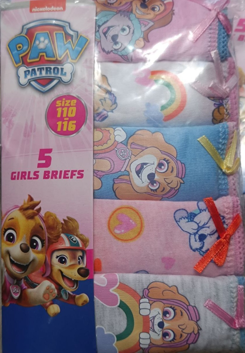Труси для дівчинки Щенячий патруль Paw Patrol різнокольорові комплект з 5 штук розмір 92