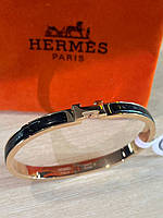 Браслет Hermes / Ермес браслет чорна емаль, позолота 18 К
