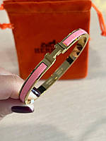 Браслет Hermes рожевий браслет - емаль, позолота 18 К