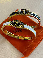 Браслет Hermes / Ермес чорний браслет - емаль, позолота 18 К