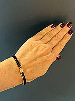 Браслет Hermes / Ермес чорний браслет - емаль, позолота 18 К