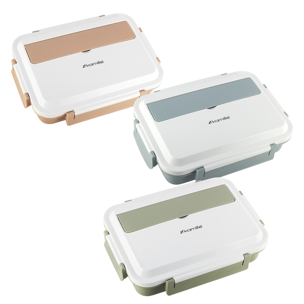 Ланч бокс обідній Kamille KM-2145RZ пластик і нержавіюча сталь 1000мл, фото 1