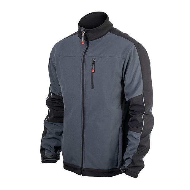 Куртка SOFTSHELL темно сіро-чорна, тришарова, тканина стрейч 300 GSM 100D з водо-, вітрозахистом, розмір L