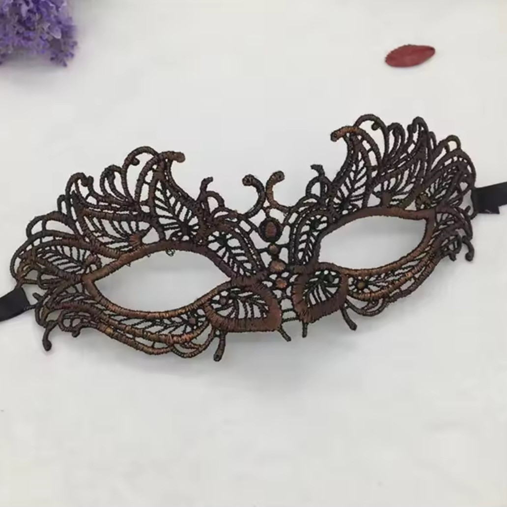 Маска із мережива one size коричневий, фото 1