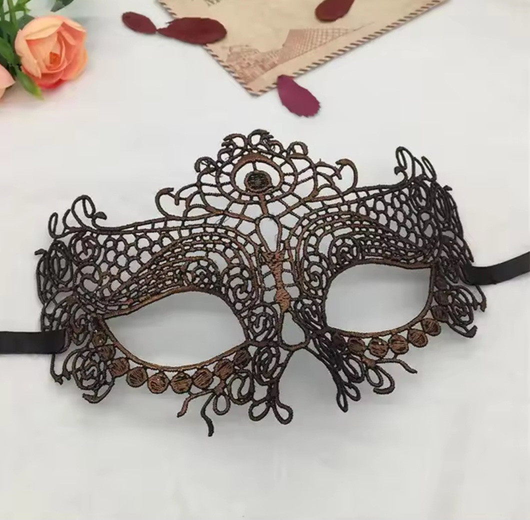 Маска мереживна one size коричневий, фото 1