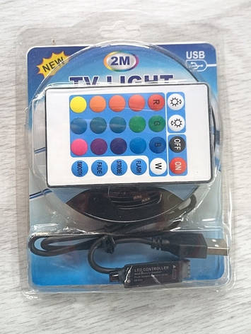 Світлодіодна стрічка RGB для фонової підсвітки телевізора 2 метри YU227, фото 1