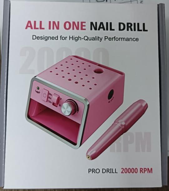 Alle's Nail Drill, Електричний фрезер для нігтів, Професійна електрична пилка для нігтів 20000 об/хв з УФ-лампою, 6 біт, фото 1