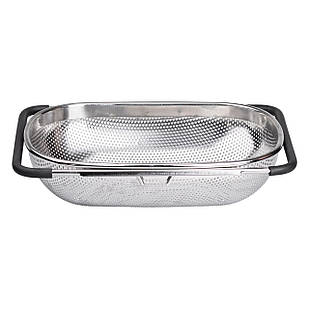 Друшляк сито на раковину для миття овочів та фруктів 36х24х9 см з нержавіючої сталі HP-19-17