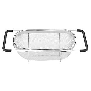 Друшляк сито на раковину для миття овочів та фруктів 29х19х10 см з нержавіючої сталі HP-19-18-S