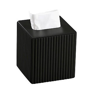 Серветниця з екошкіри квадратна 13х13х14.5 см органайзер для серветок на стіл, Чорний HP-3-201B