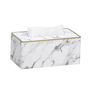 Серветниця з еко шкіри 21.5х13х9 см для кафе і ресторанів Білий мармур HP-3-202