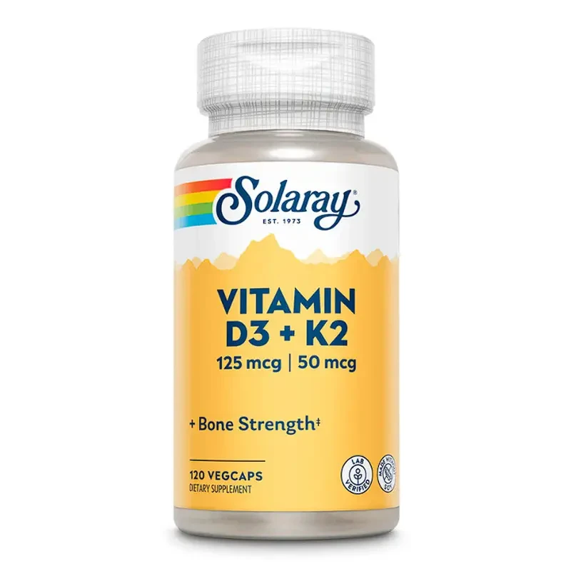 Витамин Д3 + К2 Solaray Vitamin D-3 & K-2 120 vcaps, фото 1