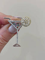 Брошка - шпилька срібна з фіанітами