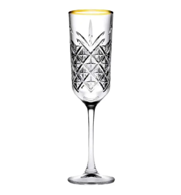 Набір скляних келихів Pasabahce Timeless для шампанського з позолотою під кришталь 175 мл 4 шт (440356G), фото 1