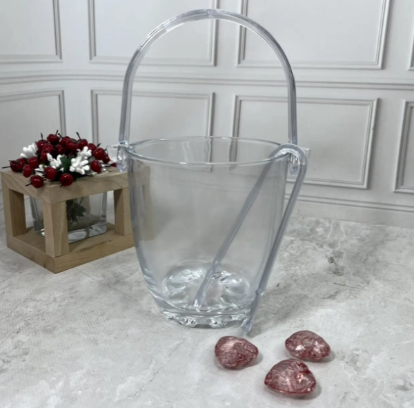 Скляне відро Helios Плейн айс для льоду зі щипцями 800 мл (BT001), фото 1