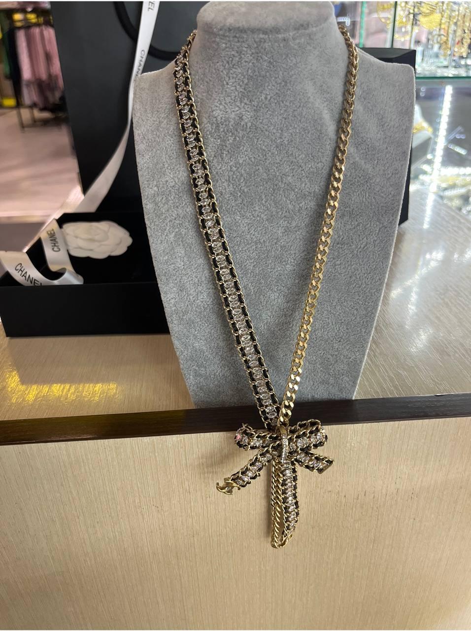 Підвіска Шанель плоский ланцюжок / Chanel кольє з бантом