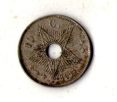 Бельгійське Конго › Бельгійська колонія 10 сантимів 1911 рік №3040, фото 1