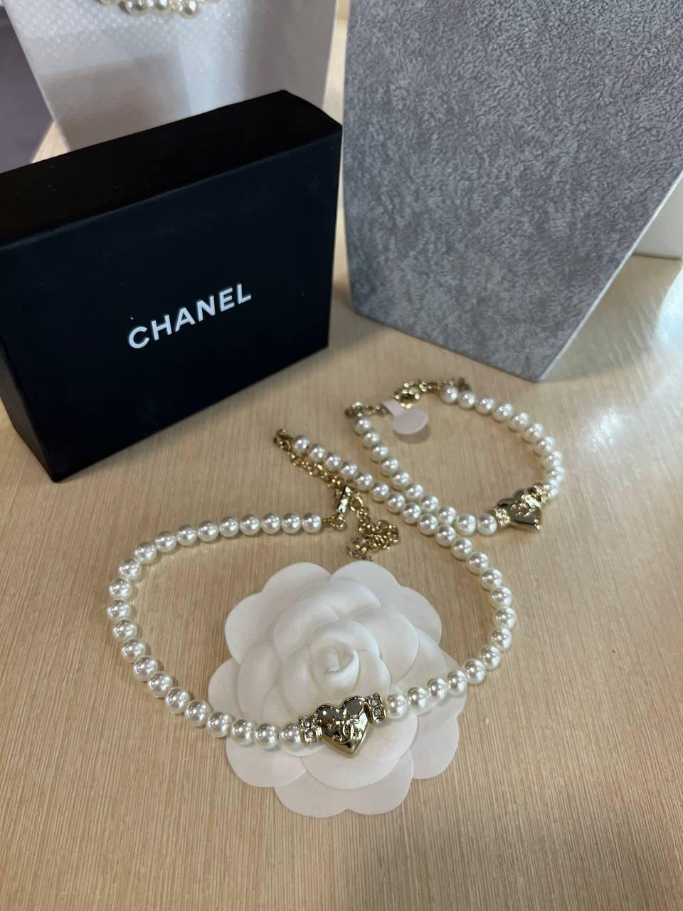 Кольє перлинне Шанель / Chanel чокер із перлів / Намиста (можна комплектом із браслетом)