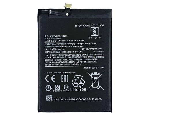 АКБ Xiaomi BN54 (Redmi Note 9/Redmi 9 /Redmi 10X) 5020mAh (Х) 9100519, фото 1