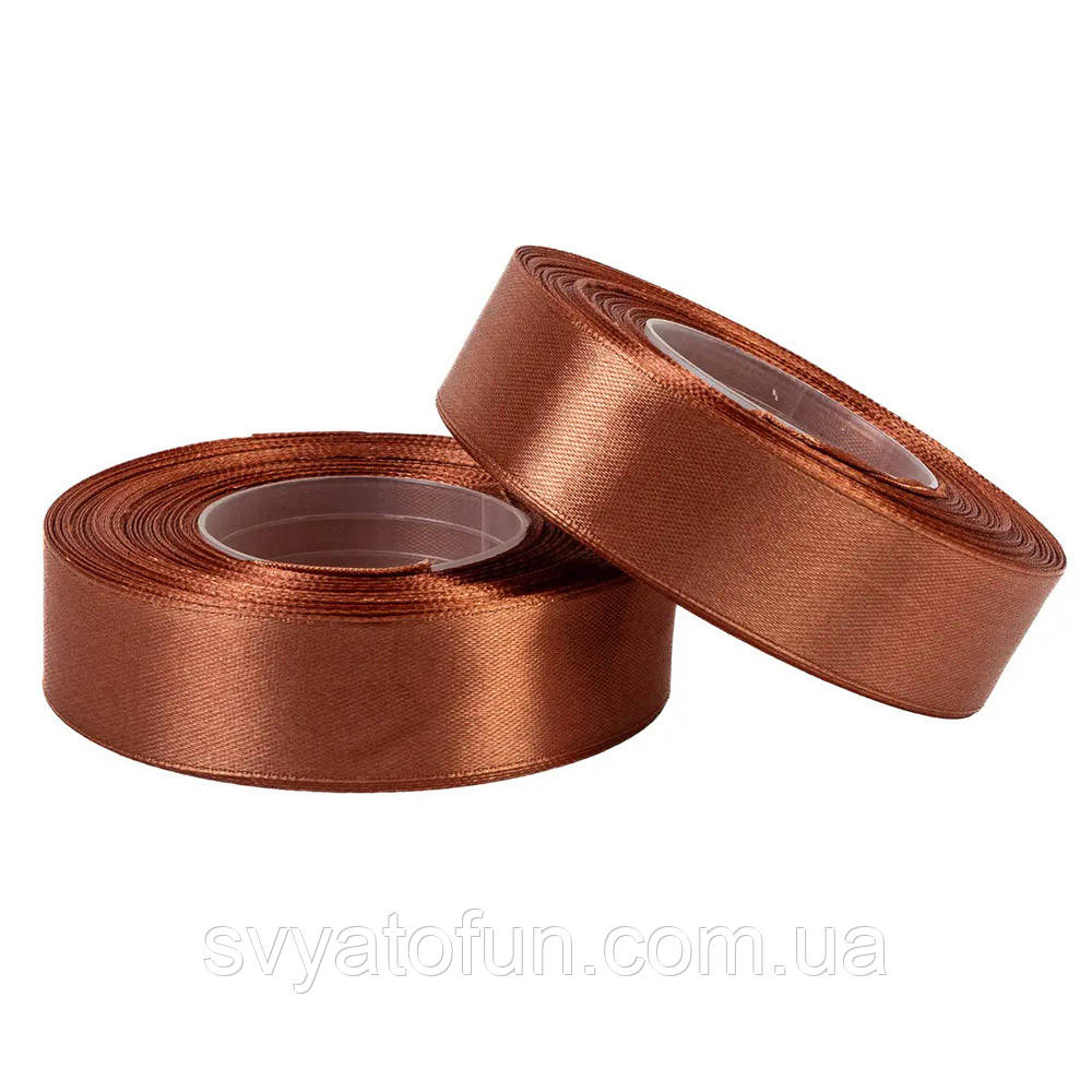 Стрічка атласна 2 см шоколадна 33 м