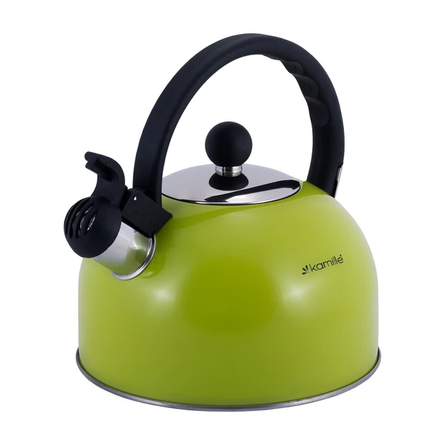 Чайник із нержавіючої сталі зелений 2.5л зі свистком Kamille KM-0679A, фото 1