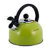 Чайник із нержавіючої сталі зелений 2.5л зі свистком Kamille KM-0679A, фото 3