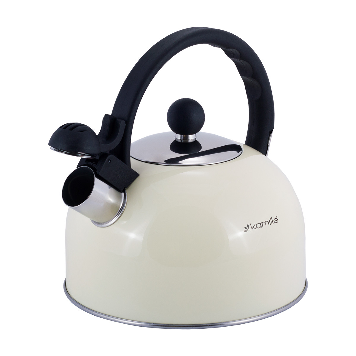 Чайник із нержавіючої сталі бежевий 2.5л зі свистком Kamille KM-0679BG, фото 1