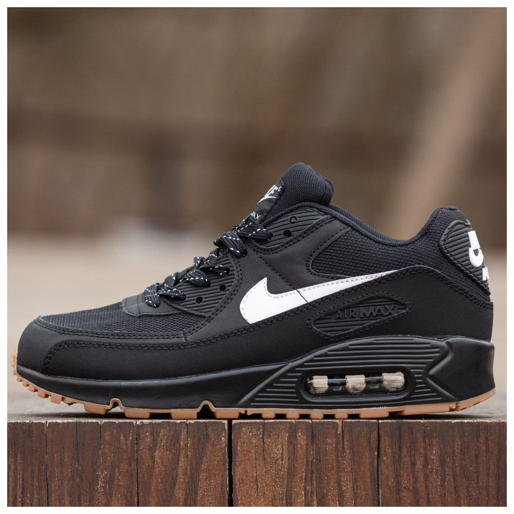 Чоловічі весняні кросівки Nike Air Max 90 Black White Gum, чорні осінні кросівки найк аір макс 90