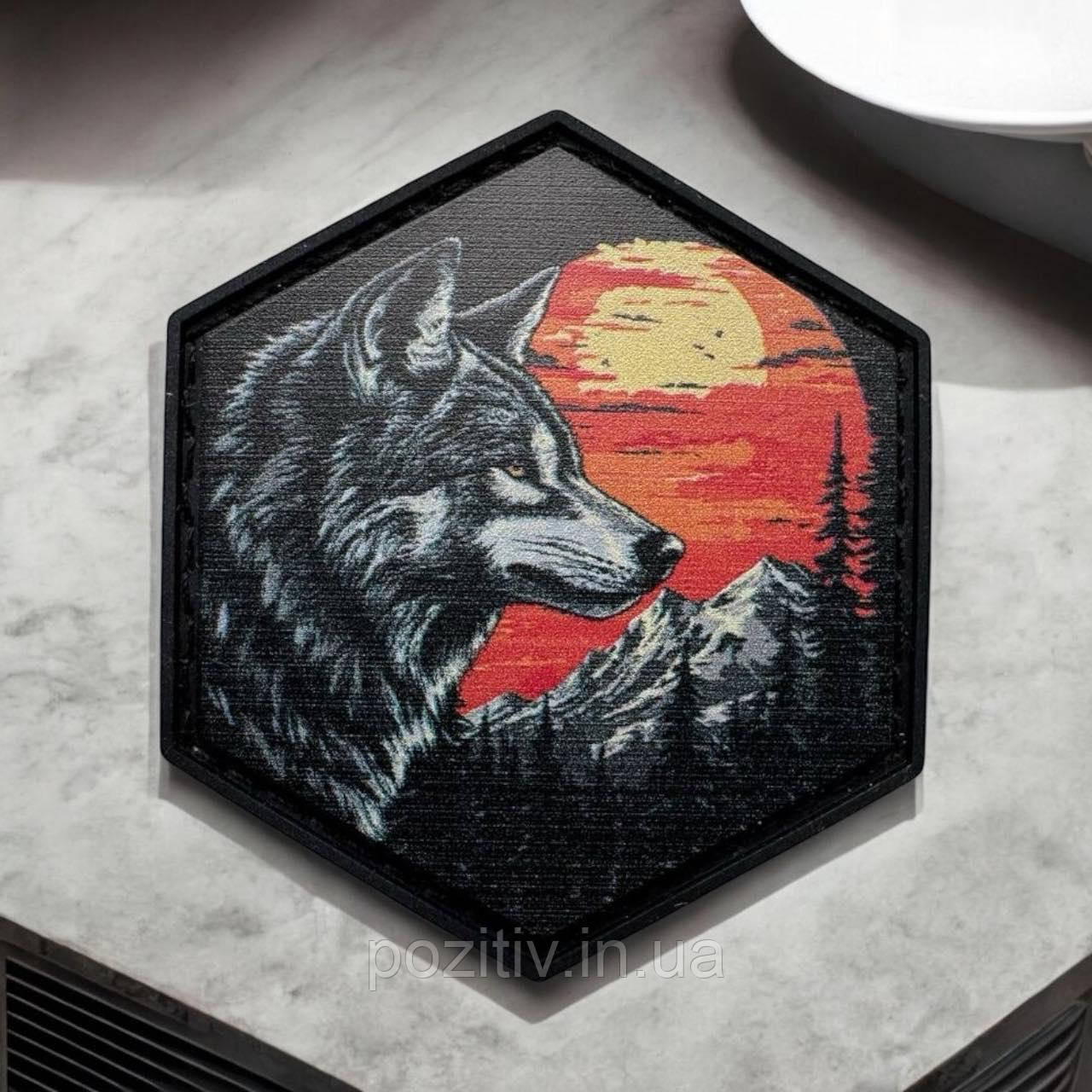 Шеврон гумовий Вовк Wolf на липучці ПВХ, фото 1