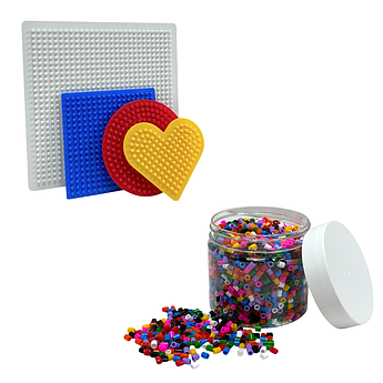 Набір термомозаїки IKEA PYSSLA (mini) + форми. 2600 намистин. Яскраві кольори 4 різні форми