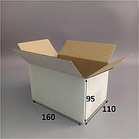 Картонна коробка чотириклапанна 160 х 110 х 95мм білий/бурий 10шт