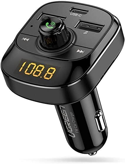 FM-трансмітер UGREEN ED040 PD+QC FM Car Charger+LED Screen+TF Slot Black (70717)