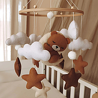 Дитяча музична карусель на ліжечко із кріпленням мобіль на ліжечко із фетру для новонароджених підвісні м`які іграшки