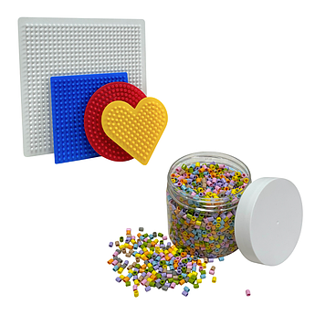 Набір термомозаїки IKEA PYSSLA (mini) + форми. 2600 намистин. Пастельні кольори 4 різні форми