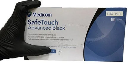 Нітрилові рукавички S чорні MEDICOM 50 пар. Вага – 3.5 г., фото 1