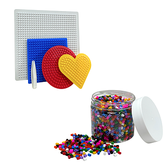 Набір термомозаїки IKEA PYSSLA (mini) + форми + пінцет. 2600 намистин Яскраві кольори 4 різні форми