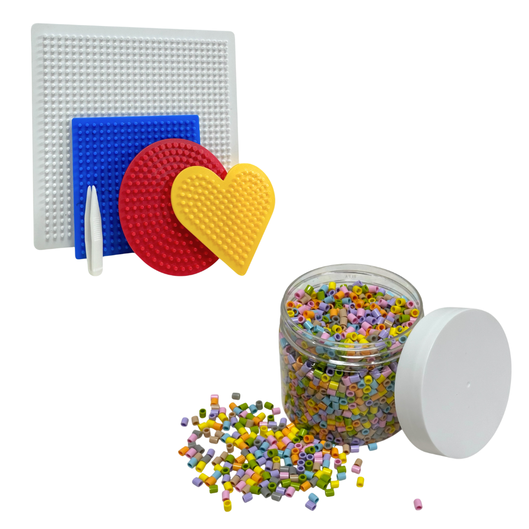 Набір термомозаїки IKEA PYSSLA  (mini) + форми + пінцет. 2600 намистин Пастельні кольори 4 різні форми