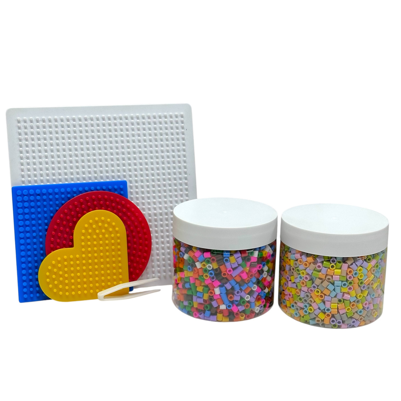 Набір дитячої термомозаїки IKEA PYSSLA (mini) з формочками + пінцет. 2600+2600 бусин. 7 предметів Різні кольори, фото 1