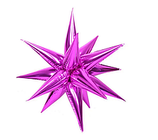 Фольгована куля зірка колючка (їжачок), "Малиновий", (12 променів)