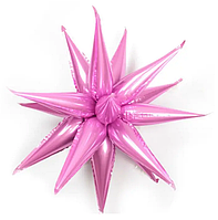 Фольгована куля зірка колючка (їжачок), "Рожевий", (12 променів)