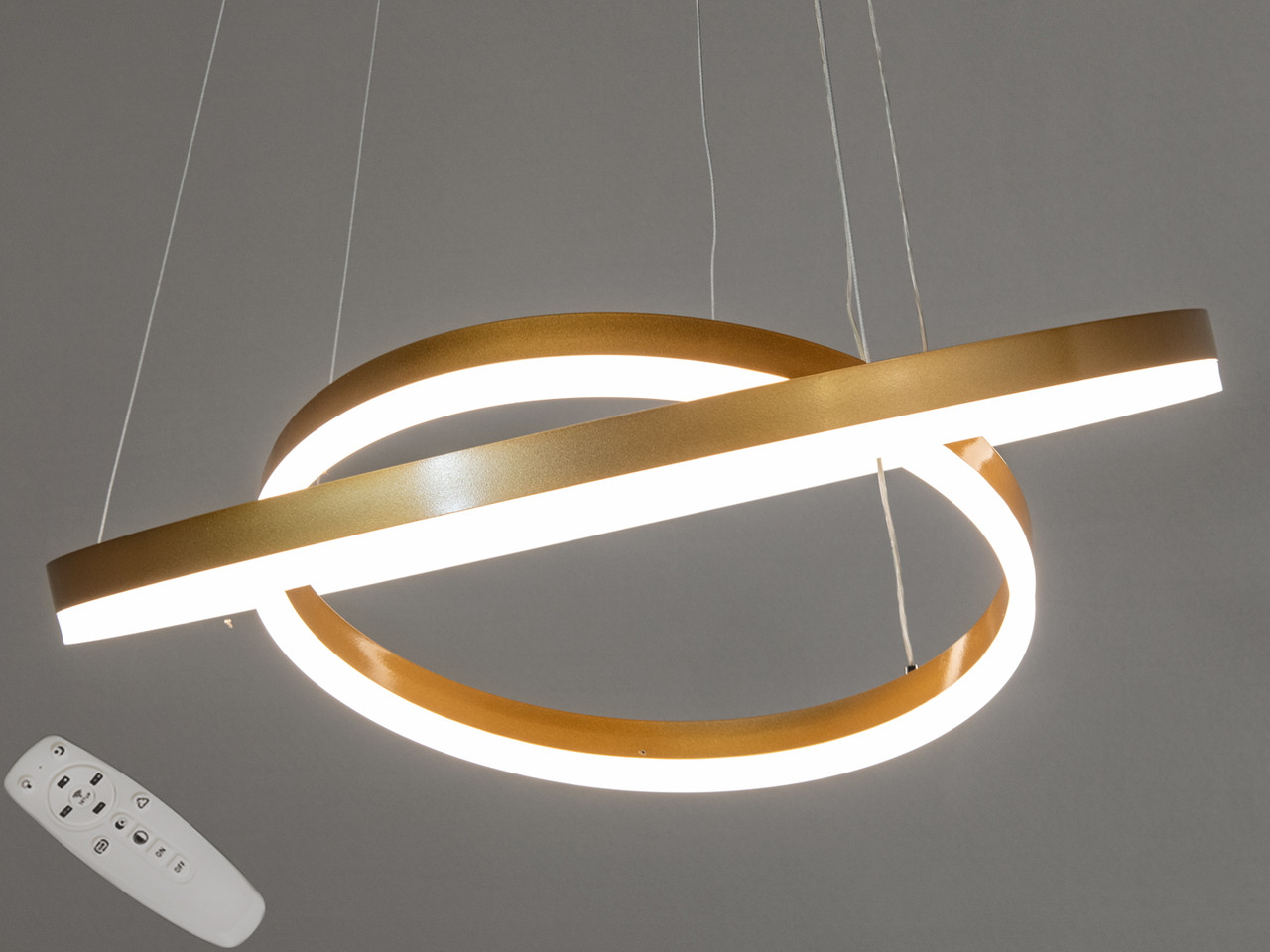 Золота підвісна люстра на два кільця D8174-600+400G, фото 1